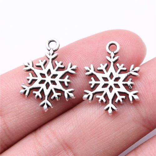 20pcs Metal Zinc Alloy Mix Sizes Snowflakes Charms Fit Jewel