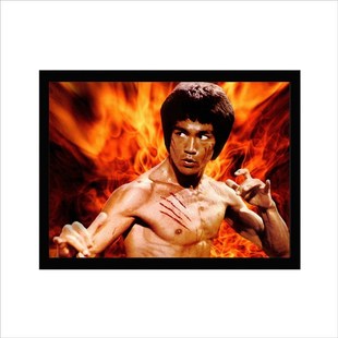 功夫新款李小龙海报装饰画复古怀旧宿舍墙壁画卧室书房有框画挂画