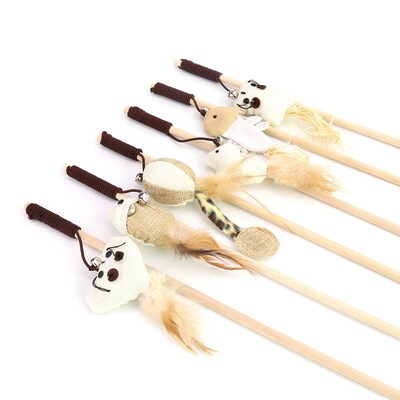 1PC Teaser Feather Toys Kitten Funny Colorful Rod Cat Wand T
