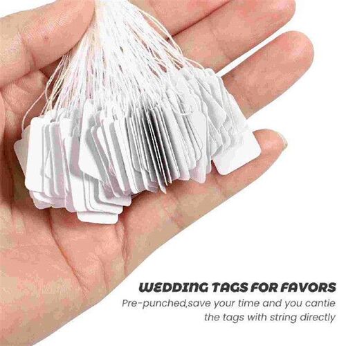 500 PCS White Tag Wire Labels Stringed Gift Tags Wedding