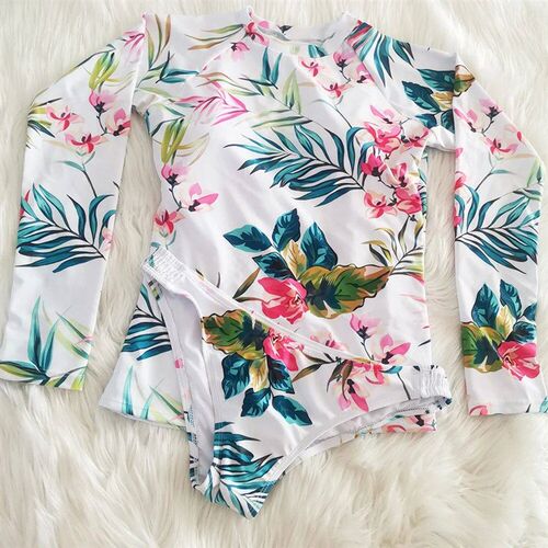 2022 Long Sleeve Swimsuit Floral Print Bikini Bathing Suit W