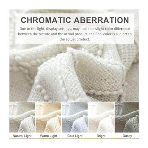 Inya Chunky Knit Blanket Beige Soft Tassel Plaid Weight Blan