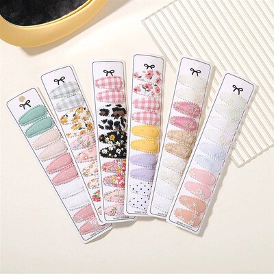 10Pcs/set Printed Embroidery Waterdrop Shape Hair Clips For