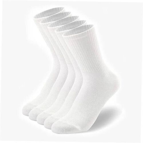 5 Pairs Men Crew Socks Black And White Middle Tube Streetwea