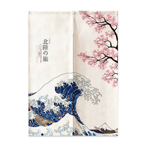 Linen Door Curtain Noren Mount Fuji Waves Partition Bedroom
