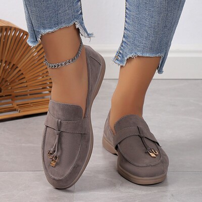 Womens Flat Shoes 2023 Summer New Leather Loafers Multi-Col