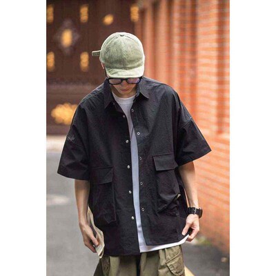 Summer Tooling Short-sleeved Steet Pocket Tooling Casual Shi