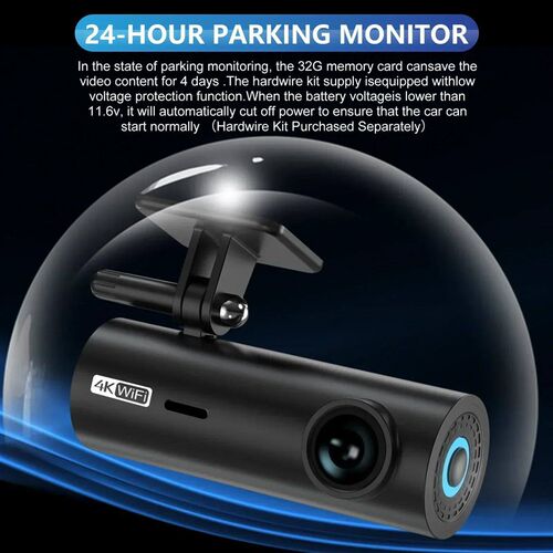4K Car Dash Cam DVR Recorder Auto Recorder APP Control Black