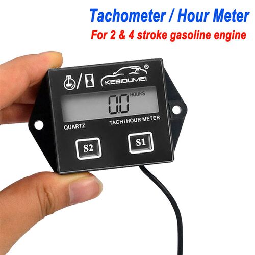 Digital Engine Tach Hour Meter Waterproof Tachometer Gauge E