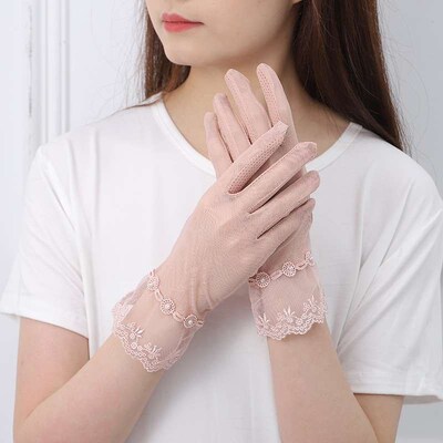 Womens Sunscreen Gloves Womens Summer Thin Riding Ice Silk
