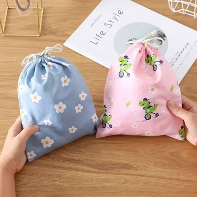 Cute Cotton Travel Storage Bag Drawtring Bag Dutproof Clothe