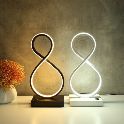 Modern LED Spiral Table Lamp 8 Shaped Desk Bedside 18w Acryl