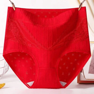 3pcs Cotton Women Panties Lady Plus Size Underwear Lace High