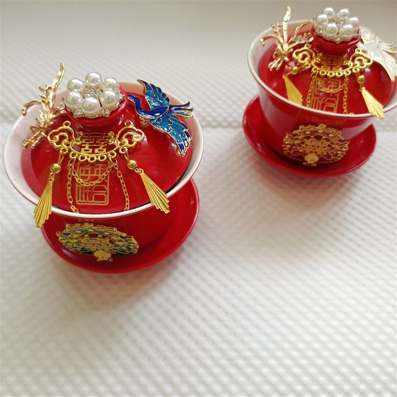 喜结连理敬茶杯结婚中式陪嫁对杯diy 手作装饰喜茶喜碗托盘一整,节庆用品/礼品,喜碗/敬茶杯,淘宝优惠券,粉丝福利购,淘宝优惠卷