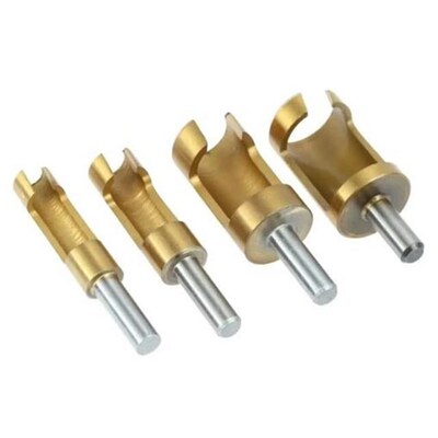 4Pcs/set Titanium Coated Shank Barrel Cork Drill Bit Plug Cu