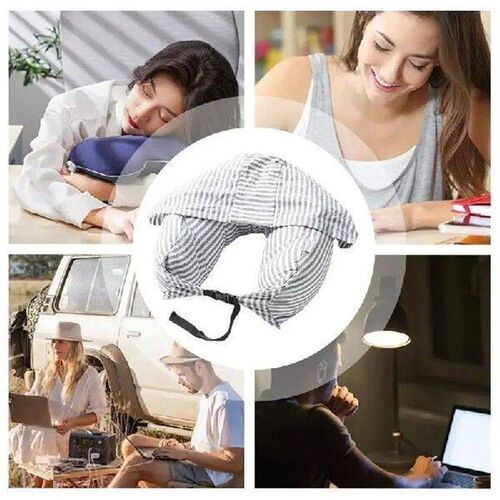 U-Shaped Travel Pillow With Hood U-Shaped Airplane Neck