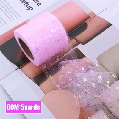 6cm 5yard Tulle Illusory Heart Ribbon DIY Handmade Craft