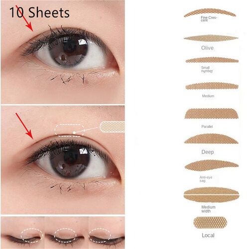 10sheet Gauze Lace Mesh Invisible Double Eyelid Sticker Wate