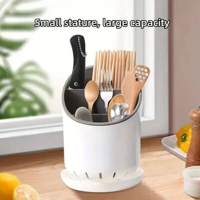 1PC Kitchen Storage Chopsticks Tube With Drain Plate Tablewa