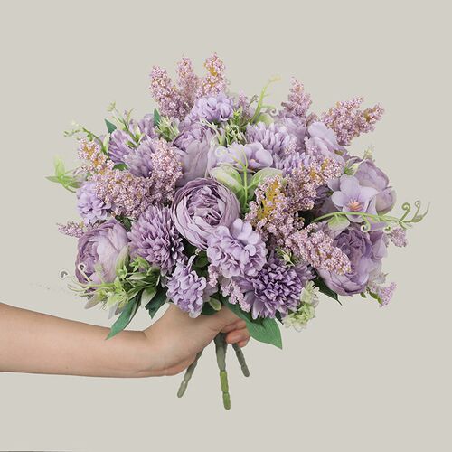 33 cm rose pink silk peony artificial flower bouquet 7 cheap