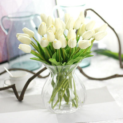 5pcs Tulip PU Artificial Flower Real Touch Bouquet Fake Flow