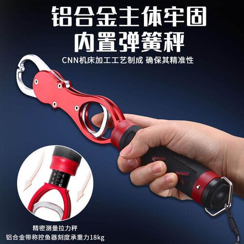 Fish control device with scale, extended fish pliers for unh