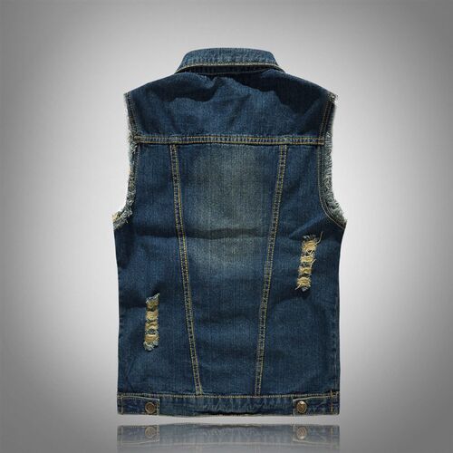 Mens Korean Slim Fit Fashion Mens Denim Vest Plus Size Mot
