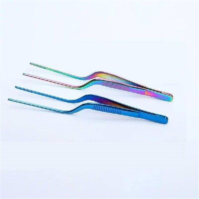 1pcs 14cm Stainless Steel Tweezer Plating Chef Food Tweezer