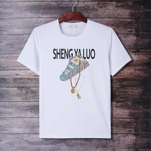 Mens Fat Boy ort-sleeved Silk Screen Collarless irt New Sum