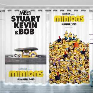 窗帘定制卡通遮光学生宿舍窗飘隔断男女生儿童卧室房小帘布窗黄人