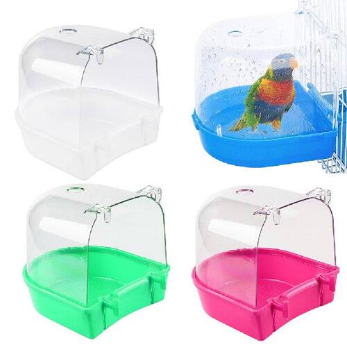 新品Hanging Parrot Shower Bird Bathtub Cube Parrots Bath Box