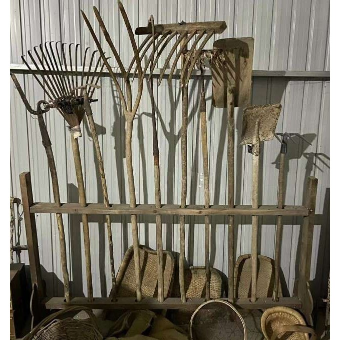 怀旧老物件农具簸箕木叉铁锨锄头民俗农耕文化装饰影视直播间道具