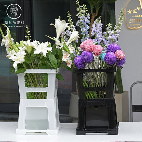 拍市花桶花店醒花桶鲜花桶养花桶塑料花桶法式摆摊深水桶醒花桶