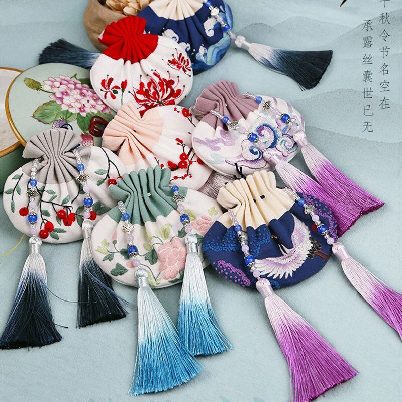 刺绣diy初学自绣汉服古风绣花香囊包袋挂件手工刺绣荷包材料包