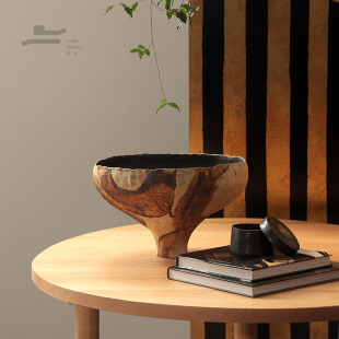 形上冯哲元陶瓷花瓶中古侘寂风手绘艺术大花器民宿茶空间桌面摆件