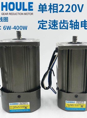 HOULE豪力单相220V 6W-400W定速斜齿轴电机配电容 麻花轴定速马达