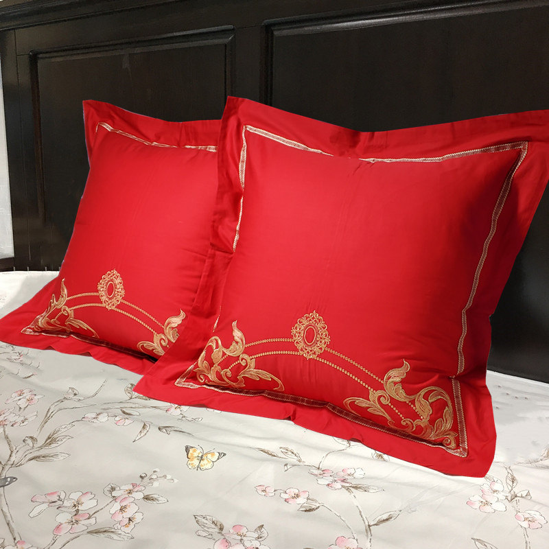 欧式全棉贡缎提花床头靠背套靠垫套子婚庆大抱枕套方60x60不含芯