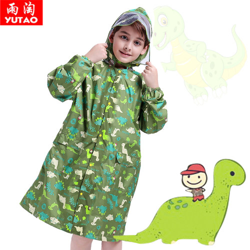 儿童雨衣男女童学生带书包位2022夏季新款幼儿园雨披恐龙连体套装