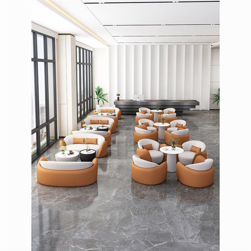 售楼处接待洽谈休息区沙发椅办公商务接待会客三人位洽谈桌椅组合