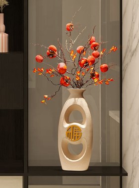客厅落地大号花瓶大型摆件电视柜旁边招财创意石榴多子多福装饰品