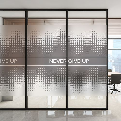 办公室玻璃贴膜励志大门商务会议室圆点艺术隔断磨砂自粘贴纸定制
