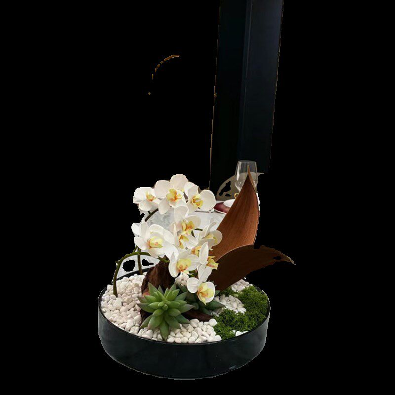 微景观酒店餐桌圆形花艺玄关摆件永生苔藓青苔蝴蝶兰扇叶绿植,家居饰品,餐桌花艺,淘宝优惠券,粉丝福利购,淘宝优惠卷
