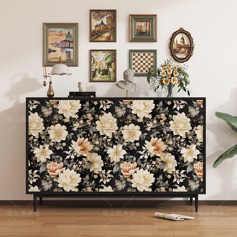 凯贝嘉家具贴纸花卉自粘翻新老式柜子门斗柜贴画客厅装饰壁纸防水,家居饰品,软装墙贴,淘宝优惠券,粉丝福利购,淘宝优惠卷