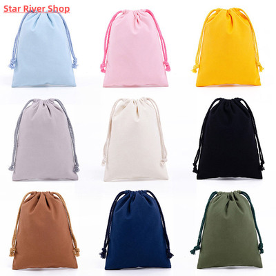 Reusable Cotton Drawstring Bags Fabric Storage Bag for Sundr