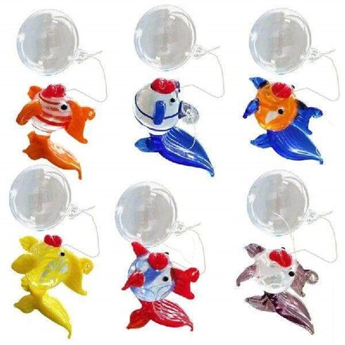 (6Pieces) Colorful Glass Floating Fish Decors Aquarium