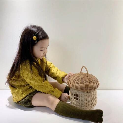 Rattan Woven Mushroom Basket Summer Portable Children Woven