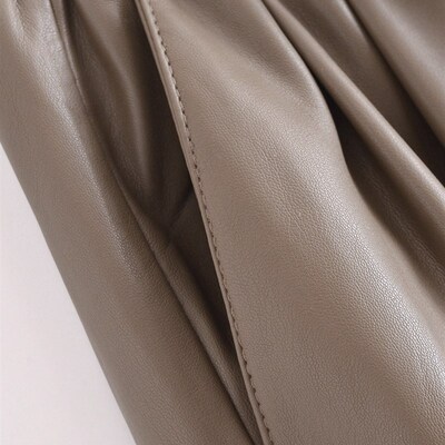 Tangada 2021 Women Faux Leather Pants Cargo Sthy Waist Pants