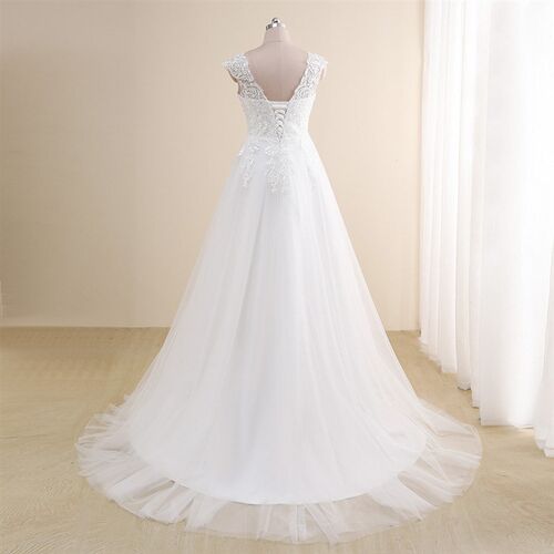Amazing Wedding Dress Plus Size New Arrival V neck Cap Sleev