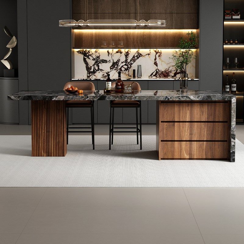 齐平岛台餐桌一体开放式高端家用高级导台定制岩板倒台意式风吧台,住宅家具,岛台餐桌,淘宝优惠券,粉丝福利购,淘宝优惠卷