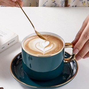 ceramic coffee cup and saucer set of 6 pieces European small